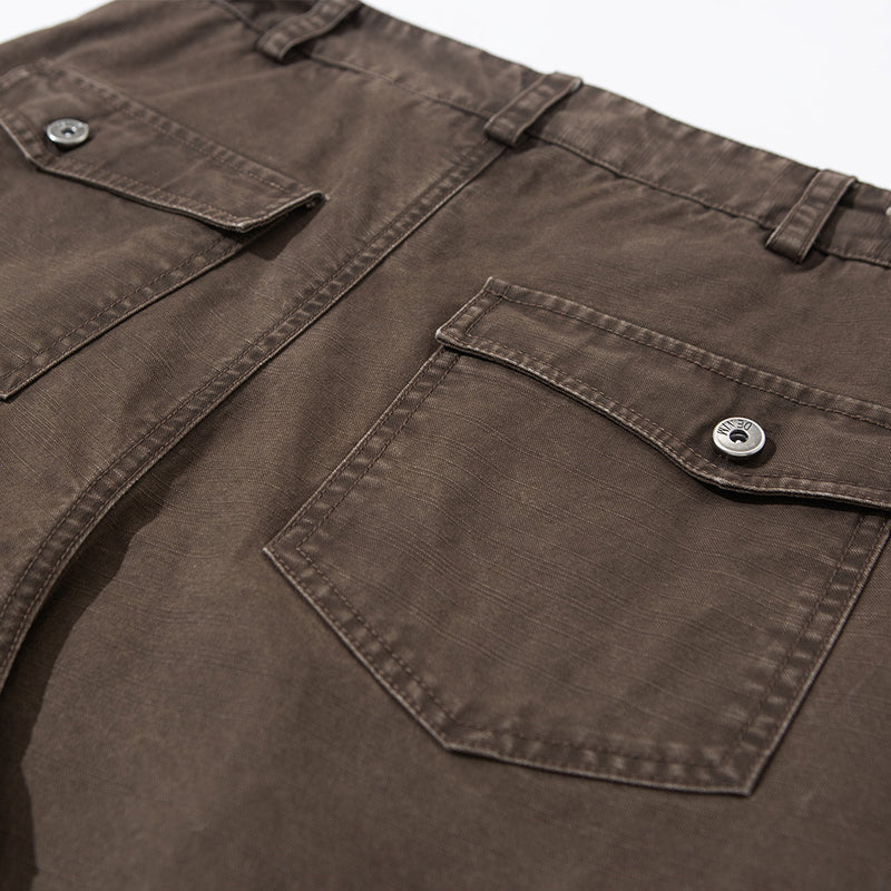 Wide-Leg Pleated Trousers – Vintage Washed Relaxed Fit Men's Pants