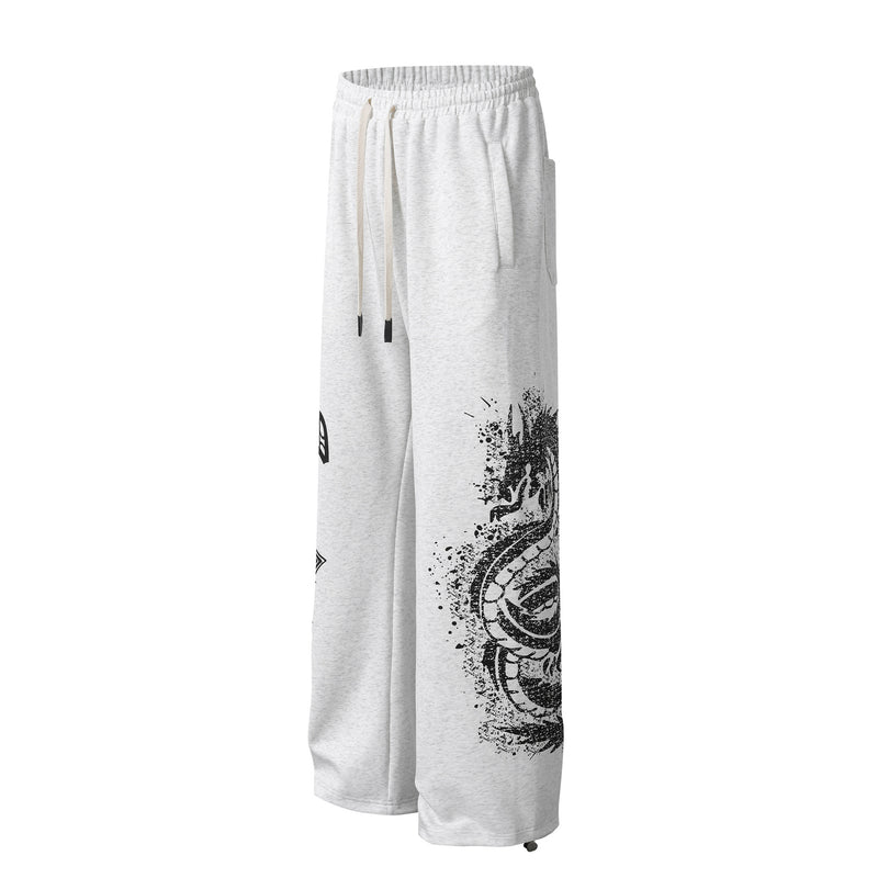 Pantalon de survêtement à jambes larges avec graphisme croix gothique – Jogger droit en molleton