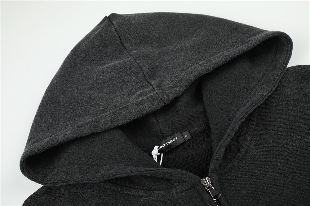 SMBR Graffiti-Logo-Zip-Hoodie – Verwaschene Oversize-Streetwear