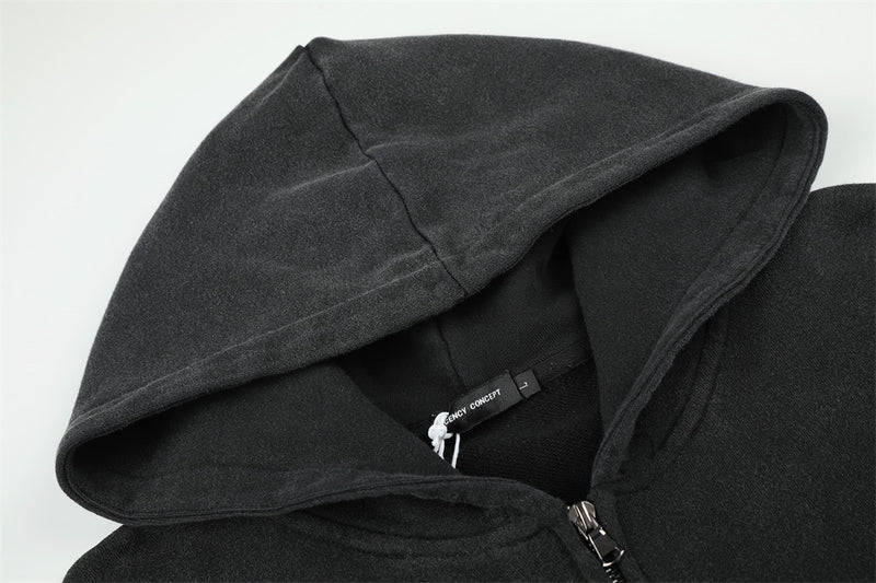 SMBR Graffiti-Logo-Zip-Hoodie – Verwaschene Oversize-Streetwear