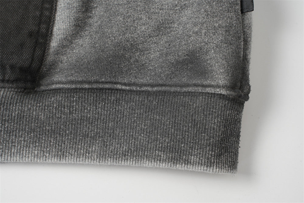 Sweat à capuche homme tie-dye – Pull color block délavé à l’acide avec capuche à bords francs