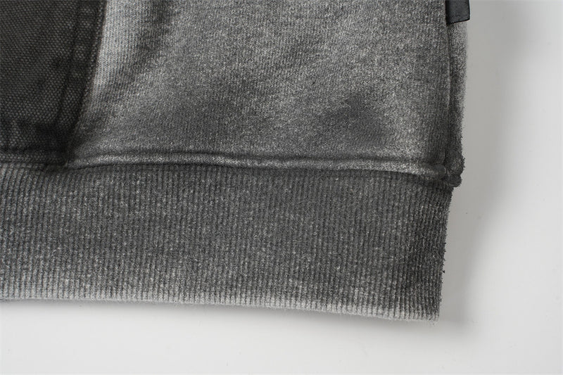 Sweat à capuche homme tie-dye – Pull color block délavé à l’acide avec capuche à bords francs