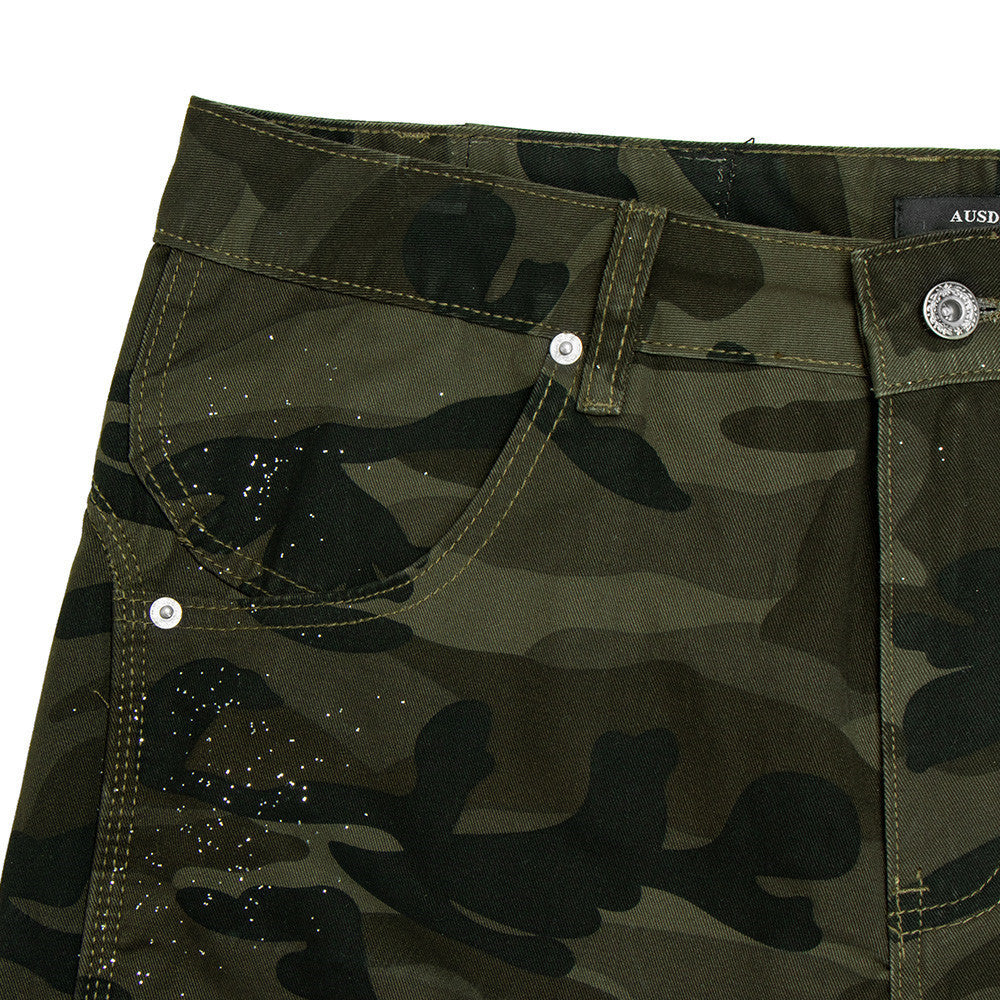 Baggy Green Cargo Pants – Wide-Leg Camo Multi-Pocket Streetwear Trousers