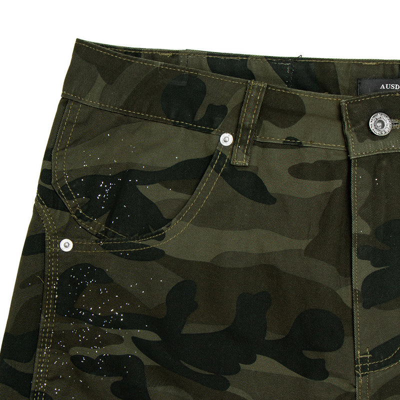 Baggy Green Cargo Pants – Wide-Leg Camo Multi-Pocket Streetwear Trousers