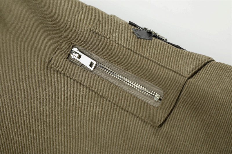 Veste homme doublée sherpa, bomber à col en fourrure avec écusson croix et détails à boucle