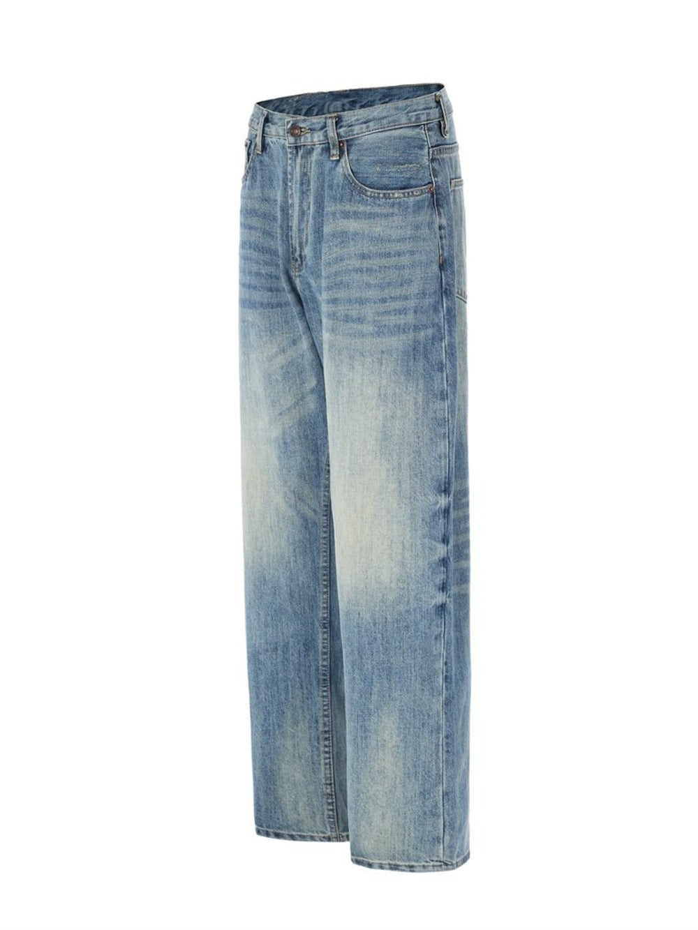 Wide-Leg Washed Vintage Blue Jeans – Men's Relaxed Straight Denim