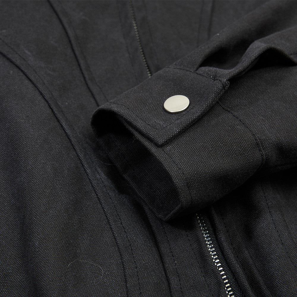 Men's Stand Collar Bomber Jacket with Sculptural Seam Detail