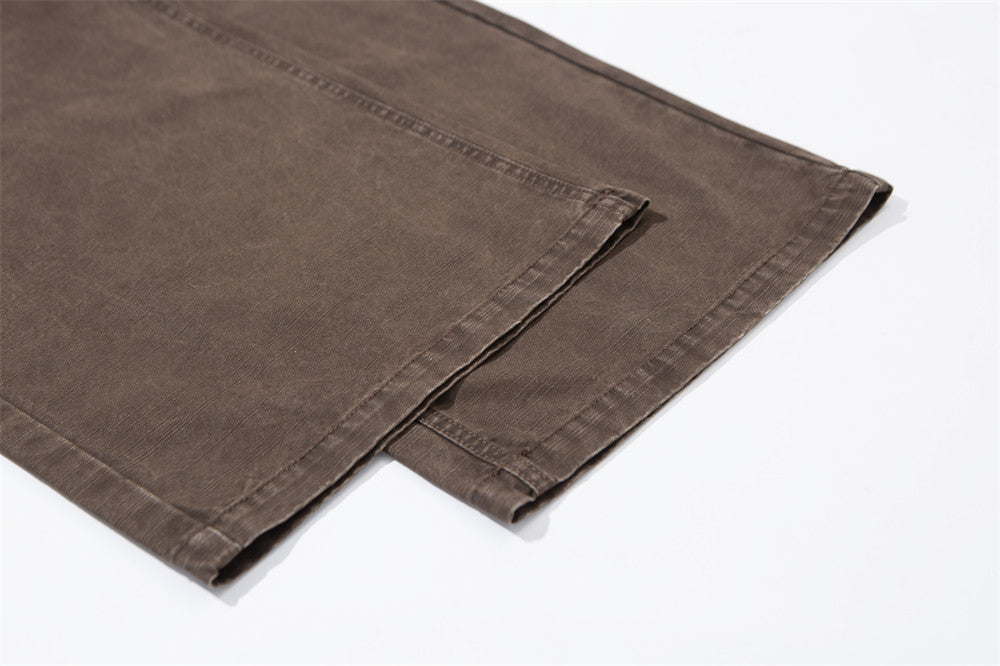 Wide-Leg Pleated Trousers – Vintage Washed Relaxed Fit Men's Pants