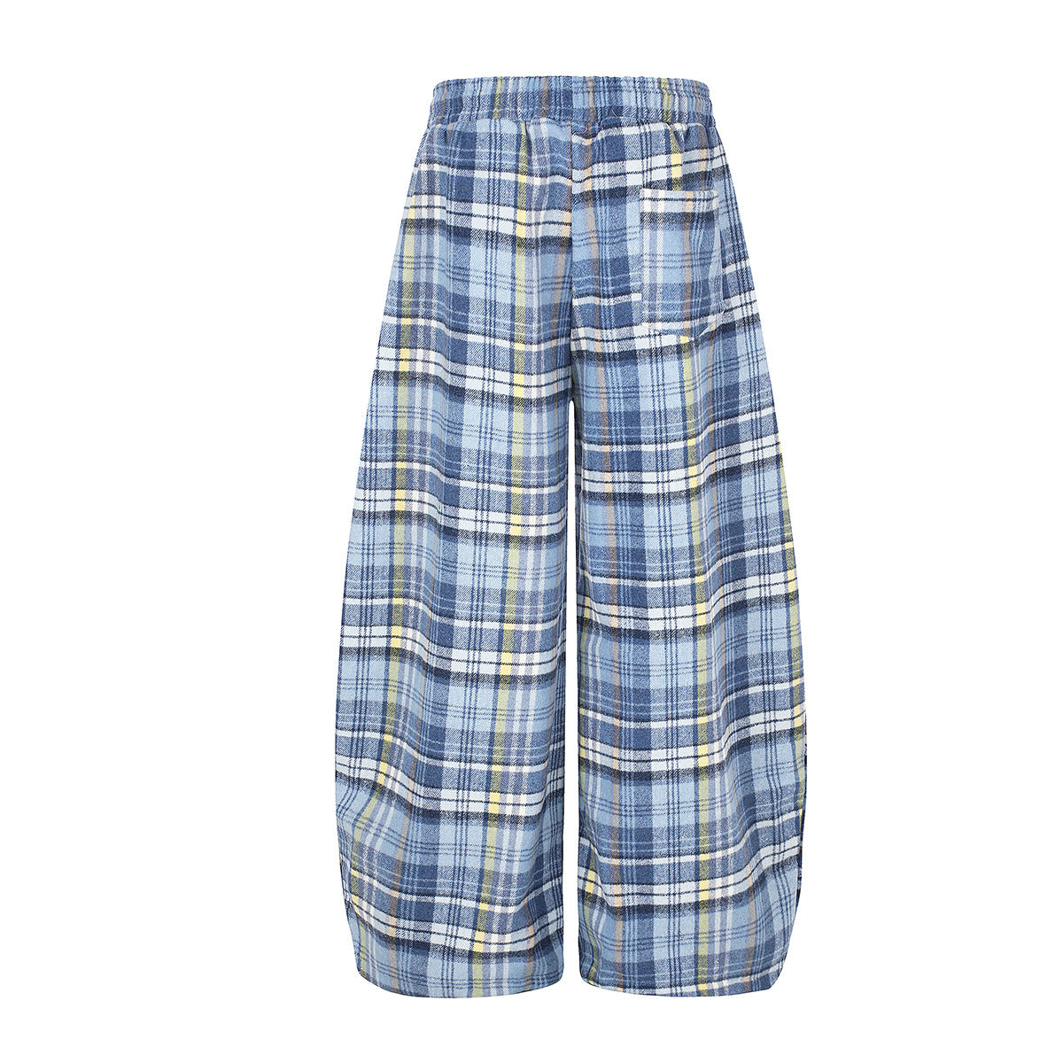 Plaid Wide-Leg Pants – Relaxed Fit Flannel Drawstring Trousers