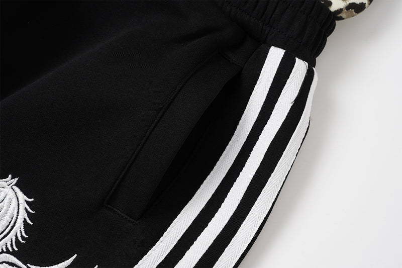 Wide Leg Sweatpants with Leopard Waistband & Pegasus Embroidery