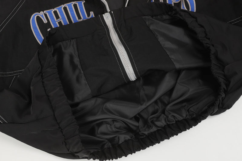 Blouson racing varsity brodé – Veste bomber colorblock CHI67 streetwear