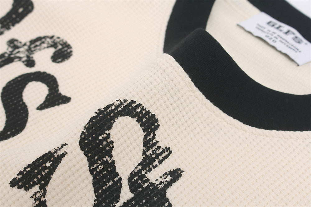 Long Sleeve Graphic Shirt – Waffle Knit Body with Camo Sleeves & Glfs Studios