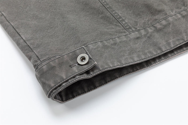 Washed Canvas Workwear Jacket – Oversized Fit, Multi-Pocket Trucker Style