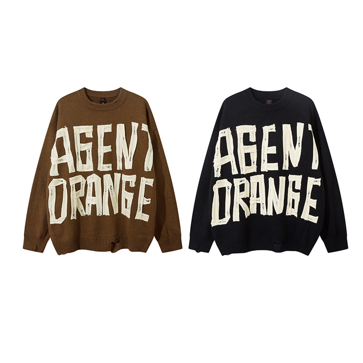 Pull en maille effet usé Agent Orange – Col rond oversize