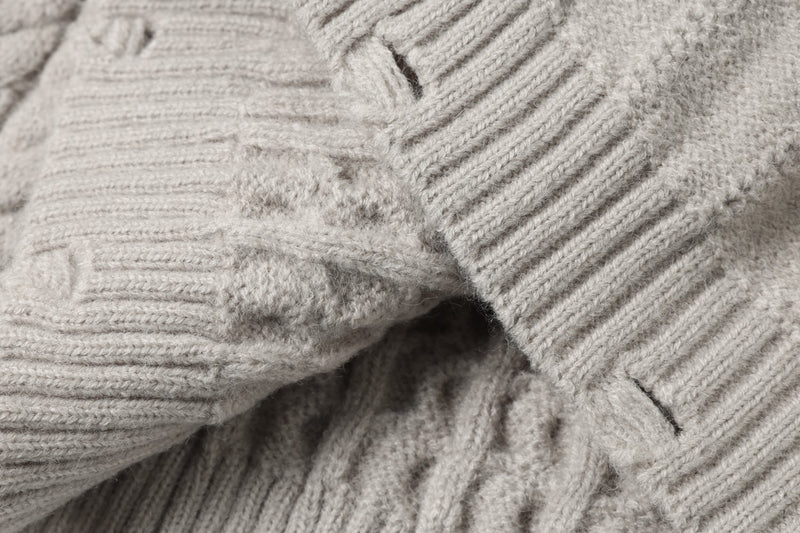 Cable Knit Zip-Up Hoodie Sweater – Irregular Twist Pattern Cardigan