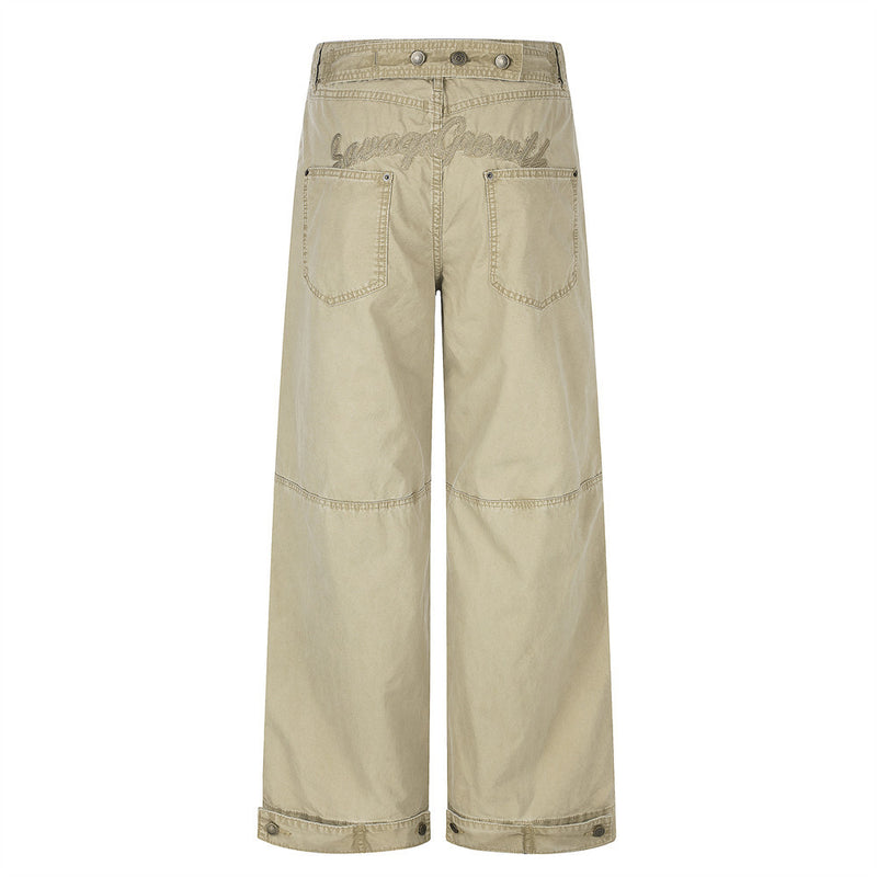 Wide-Leg Cargo Pants with Deconstructed Patchwork Seam Detail
