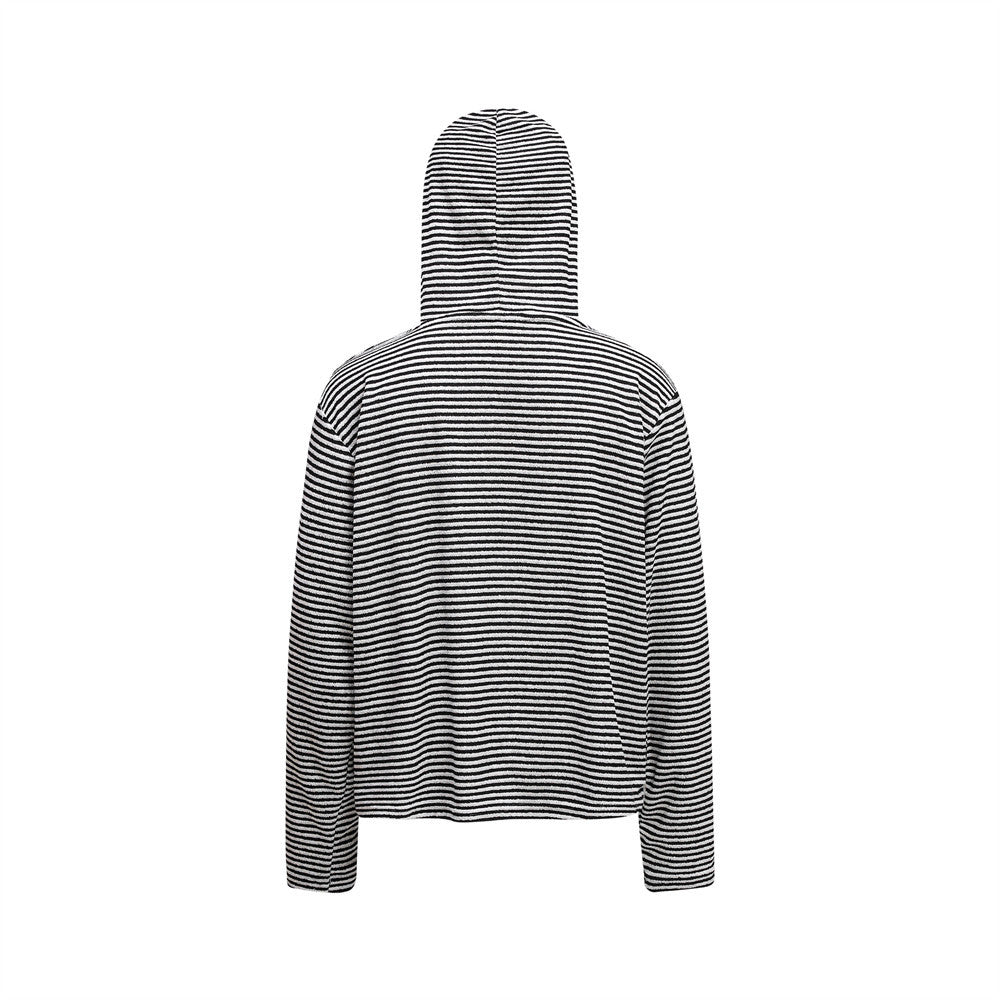 Striped Henley Hoodie – Men's Vintage-Inspired Pullover with Button Placket