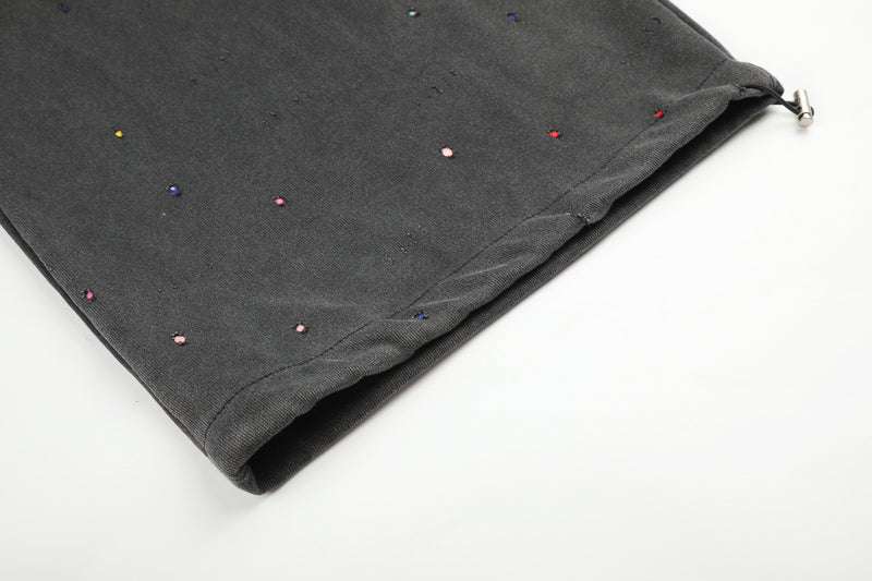 Pantalon de survêtement baggy à jambes larges, imprimé constellation d’étoiles, délavé