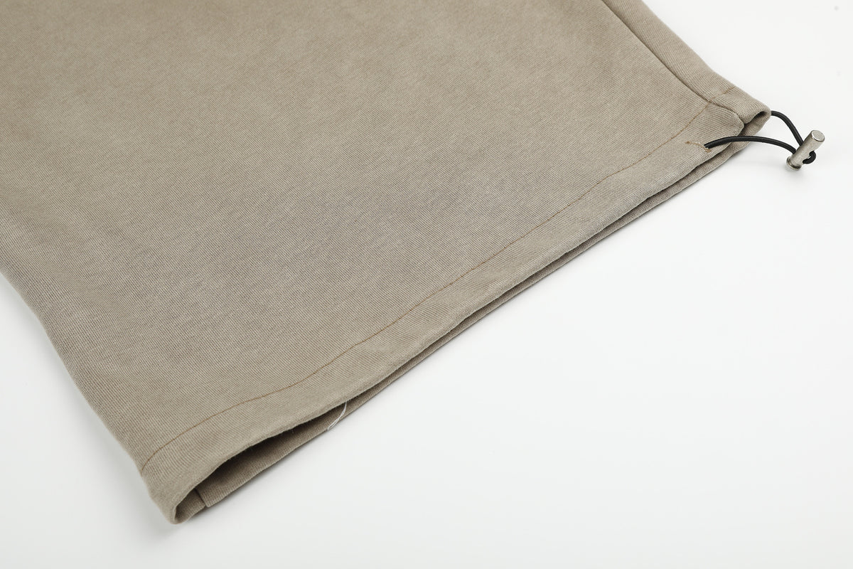 Pantalón Cargo Caqui de Chándal Baggy de Pierna Ancha con Bolsillos de Remaches y Texto Bordado