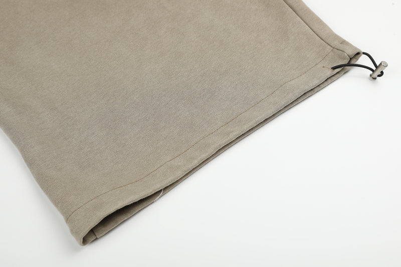 Pantalón Cargo Caqui de Chándal Baggy de Pierna Ancha con Bolsillos de Remaches y Texto Bordado