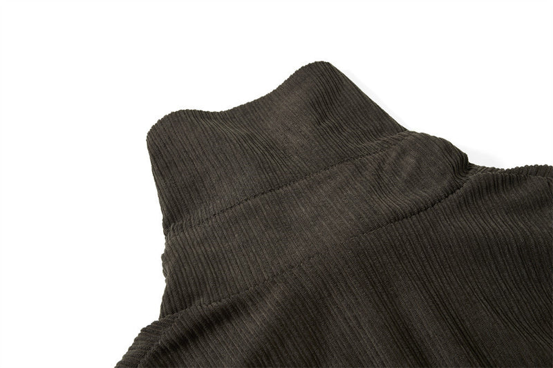 Chaqueta corta con cremallera y cuello alto - Corte holgado y textura de canalé
