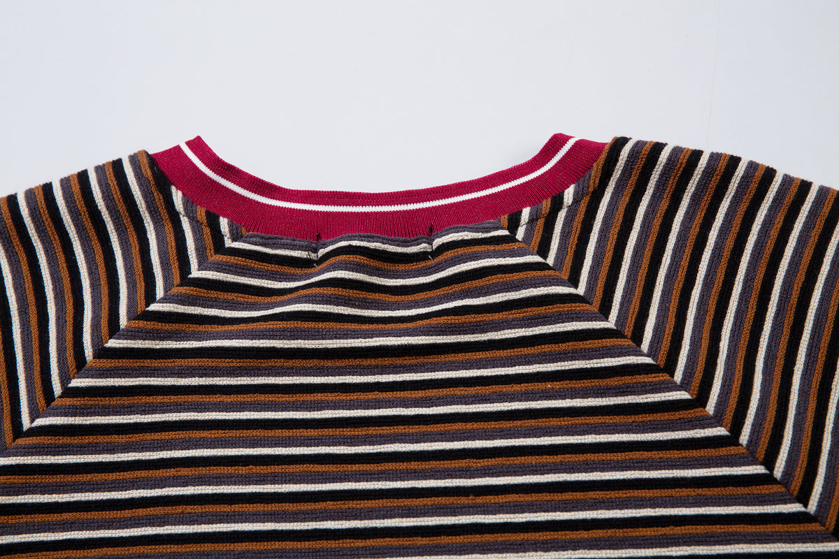 Striped Long Sleeve Crew Neck Shirt – Retro Campus Colorblock Tee