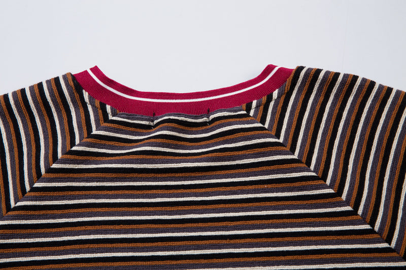 Striped Long Sleeve Crew Neck Shirt – Retro Campus Colorblock Tee