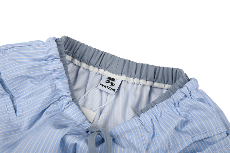 Japanese Striped Wide-Leg Pants – Irregular Patchwork Double Waistband Relaxed F