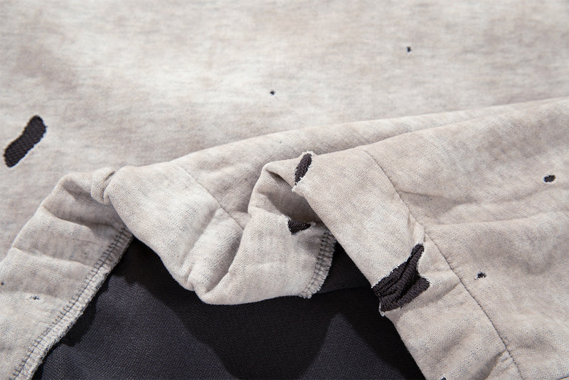Gray Zip Up Hoodie – Washed Distressed Graffiti Graphic Zip-Front Streetwear