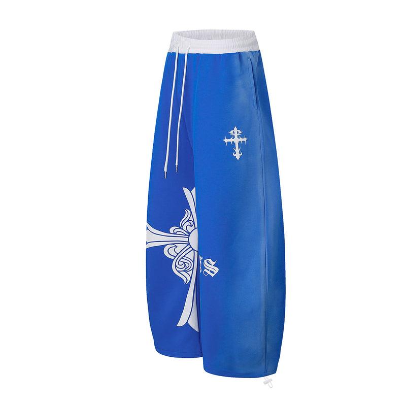 Pantalones de Chándal Góticos de Pierna Ancha con Cruz – Joggers Extragrandes Hip-Hop para Street Dance