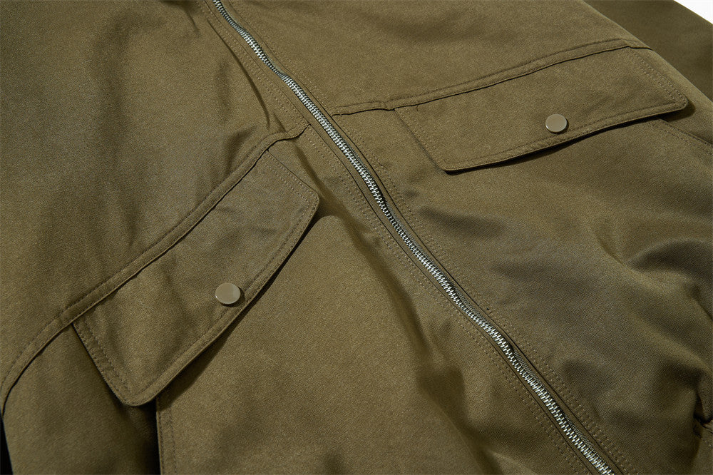 Reversible Oversized Bomber Jacket – Contrast Collar, Dual-Wear Workwear Style