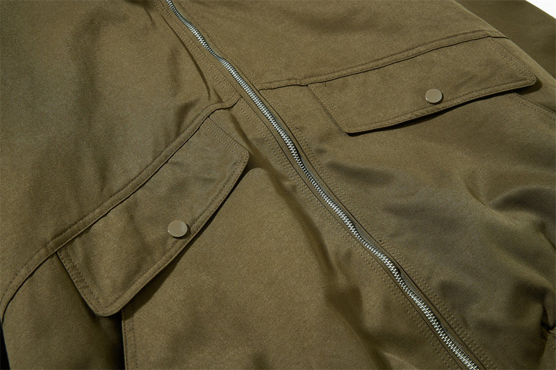 Reversible Oversized Bomber Jacket – Contrast Collar, Dual-Wear Workwear Style