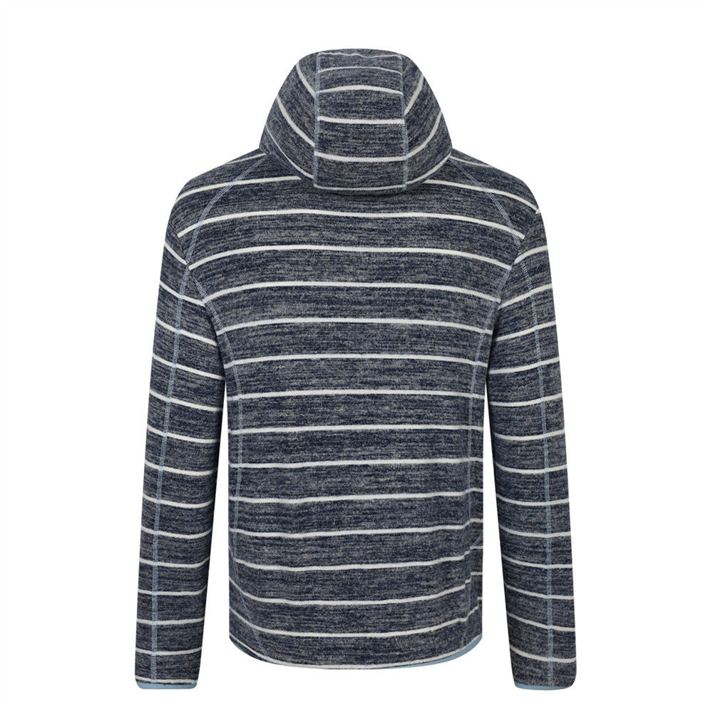 Sudadera con capucha de rayas – Prenda de felpa de manga larga con costuras en contraste
