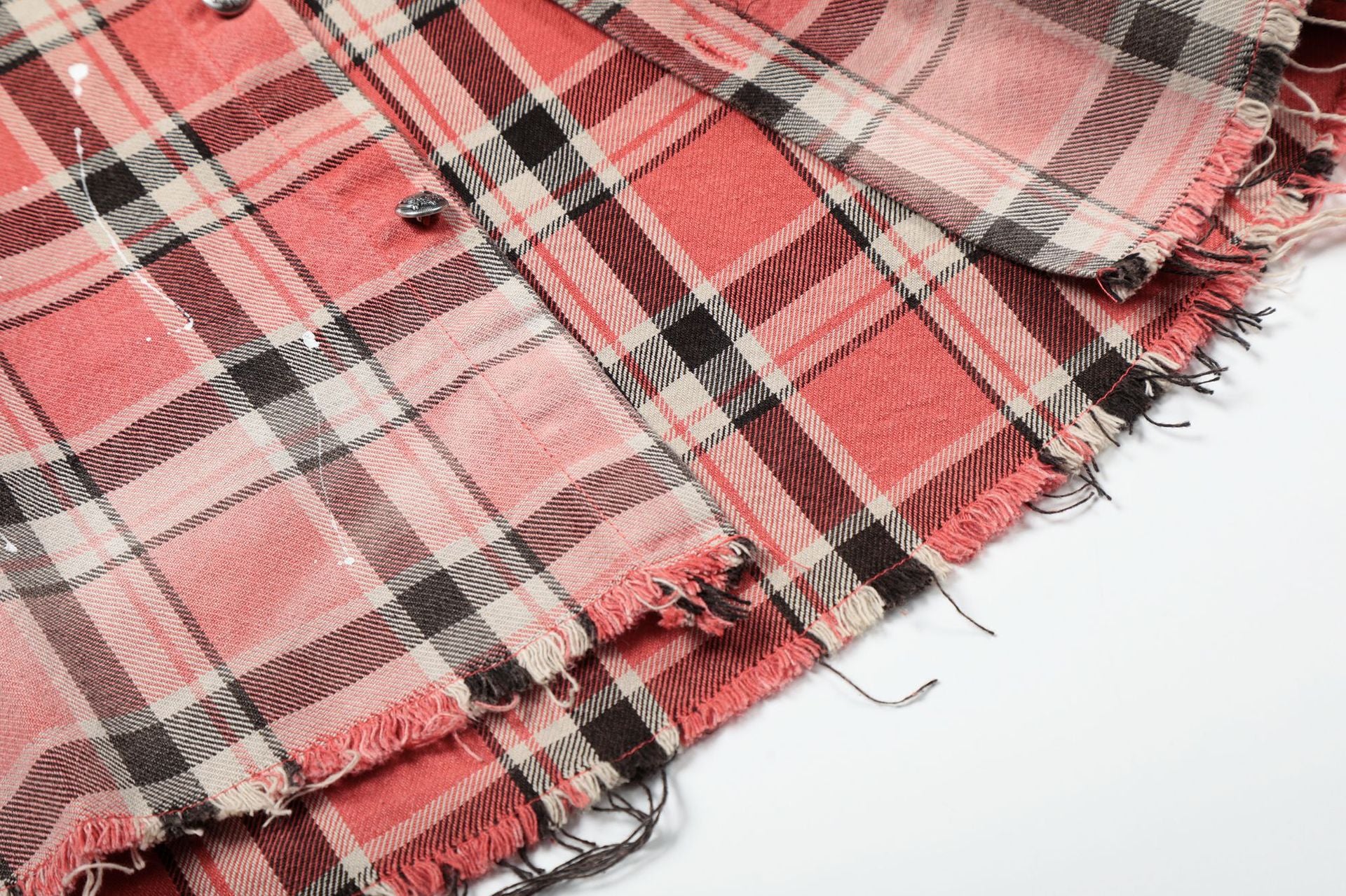 Camisa de franela de cuadros para mujer – Camisa oversize roja lavada y desgastada con botones