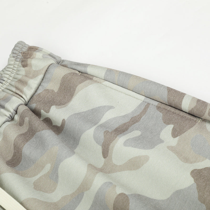 Pantalon de survêtement homme camouflage wide leg à cordon – Coupe décontractée