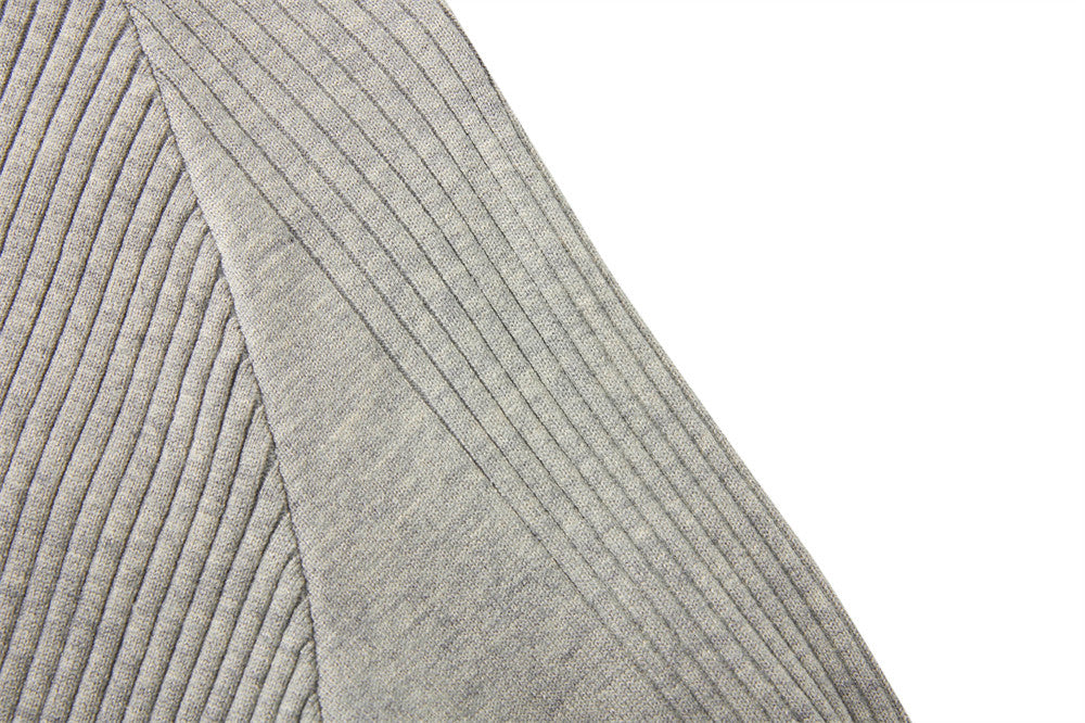 Men's Long Sleeve Sweater Polo Mock Neck Ribbed Knit Slim Fit Pullover