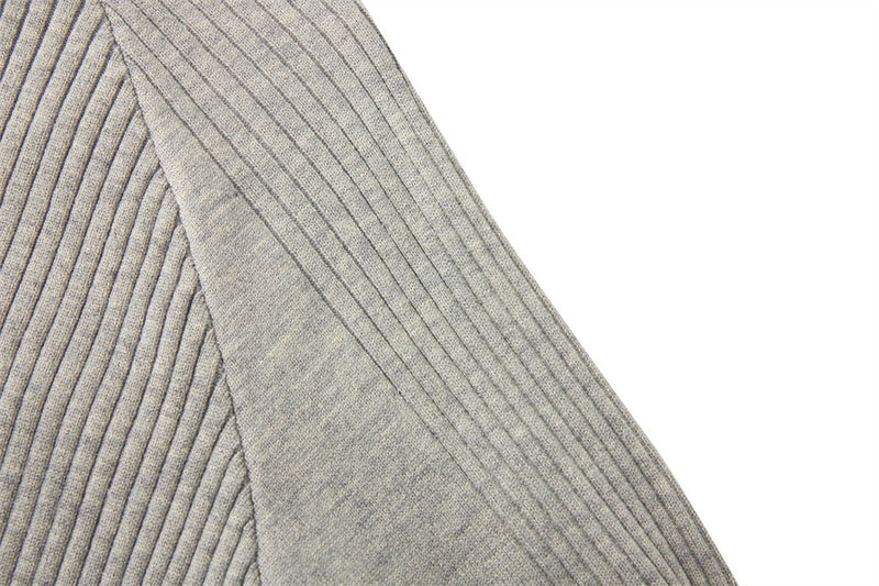 Men's Long Sleeve Sweater Polo Mock Neck Ribbed Knit Slim Fit Pullover