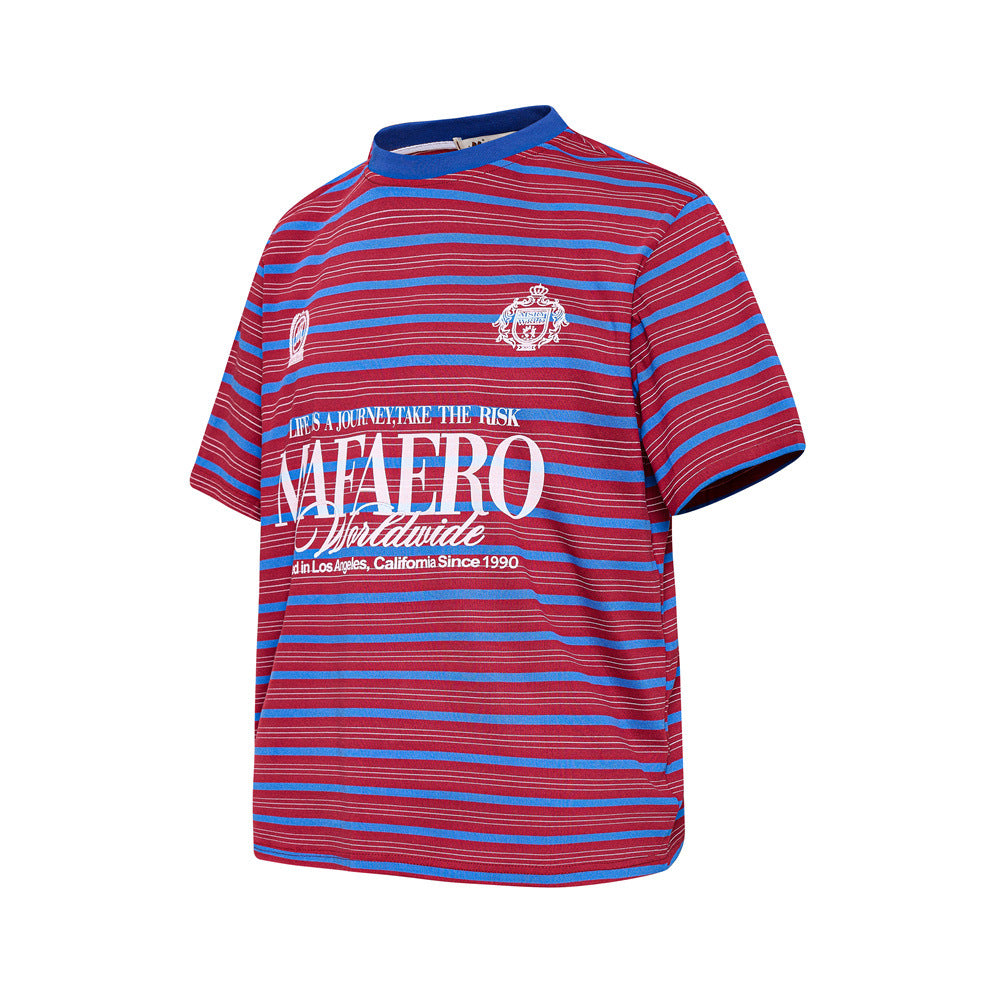 Striped Graphic T-Shirt – Mafaero Worldwide Oversized Crew Neck Tee
