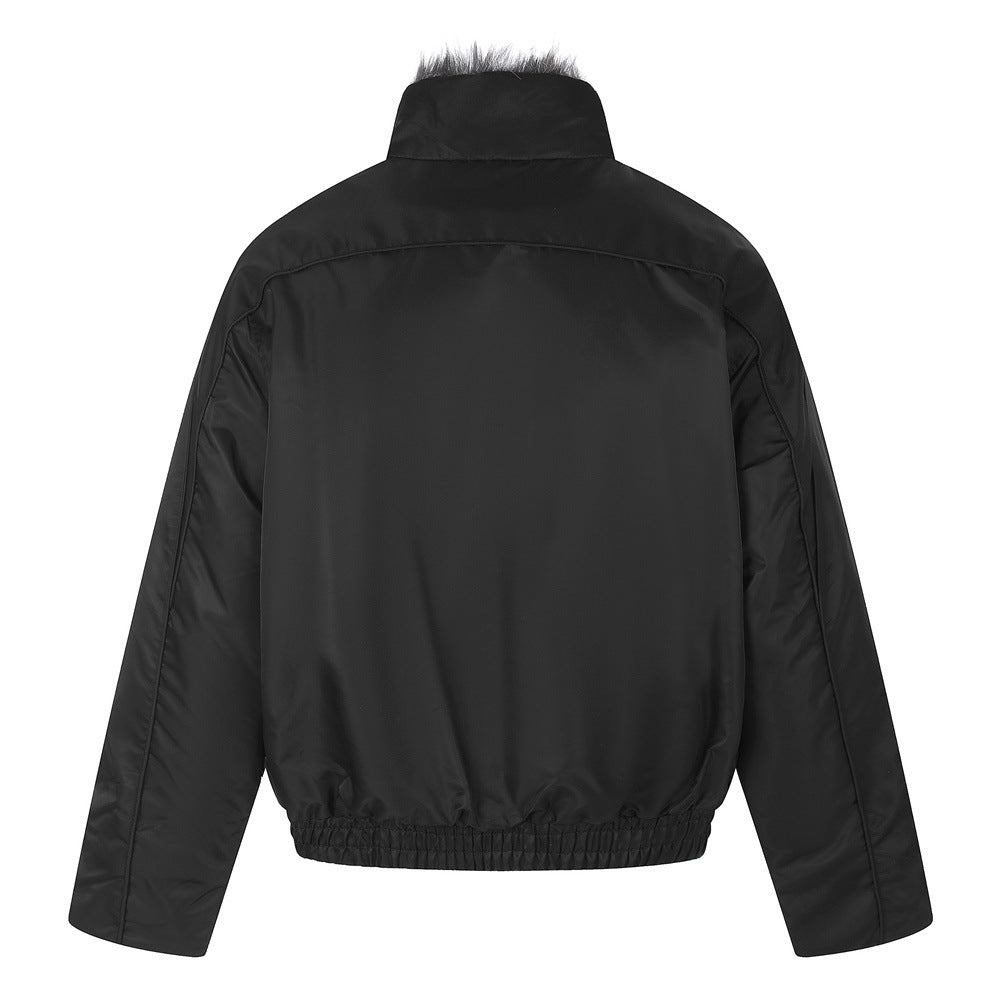 Faux Fur Collar Padded Bomber Jacket – Quilted Stitch Detail Men's Winter Coat
