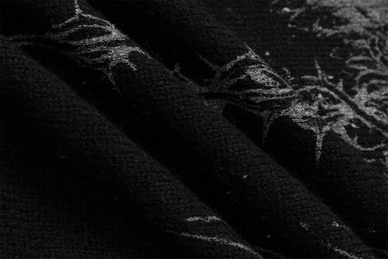 Dark Angel Wings Knit Zip-Up Hoodie – Distressed Black Sweater Hoodie