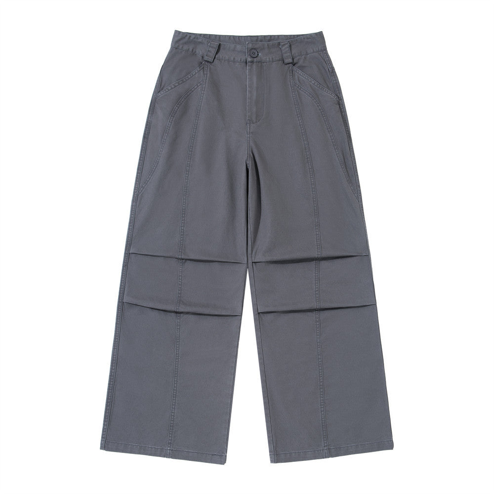 Wide-Leg Utility Pants – Panelled Straight-Fit Workwear Trousers