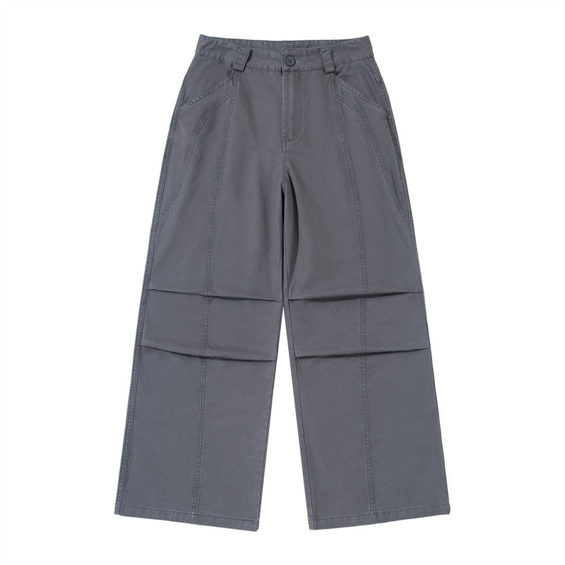Wide-Leg Utility Pants – Panelled Straight-Fit Workwear Trousers