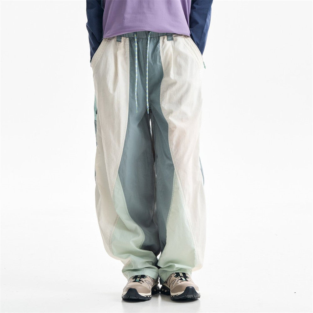 Wide-Leg Colorblock Track Pants – Relaxed Fit Outdoor Sport Trousers