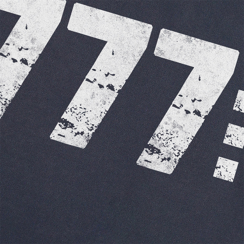 Langarmshirt mit 777-Zahlendruck – Used-Look-Rundhals-Streetwearshirt
