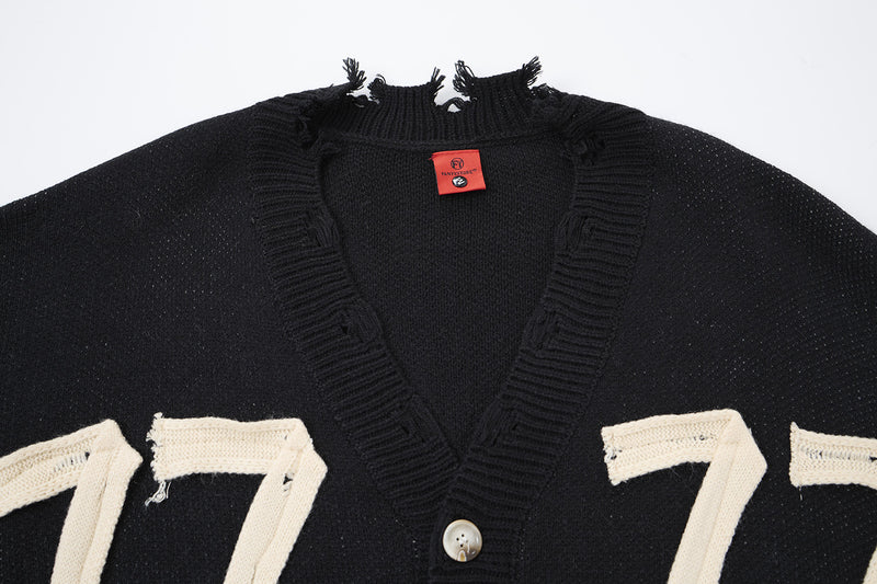 Gilet Born Late 77 en maille délavée – Jacquard oversize high-street