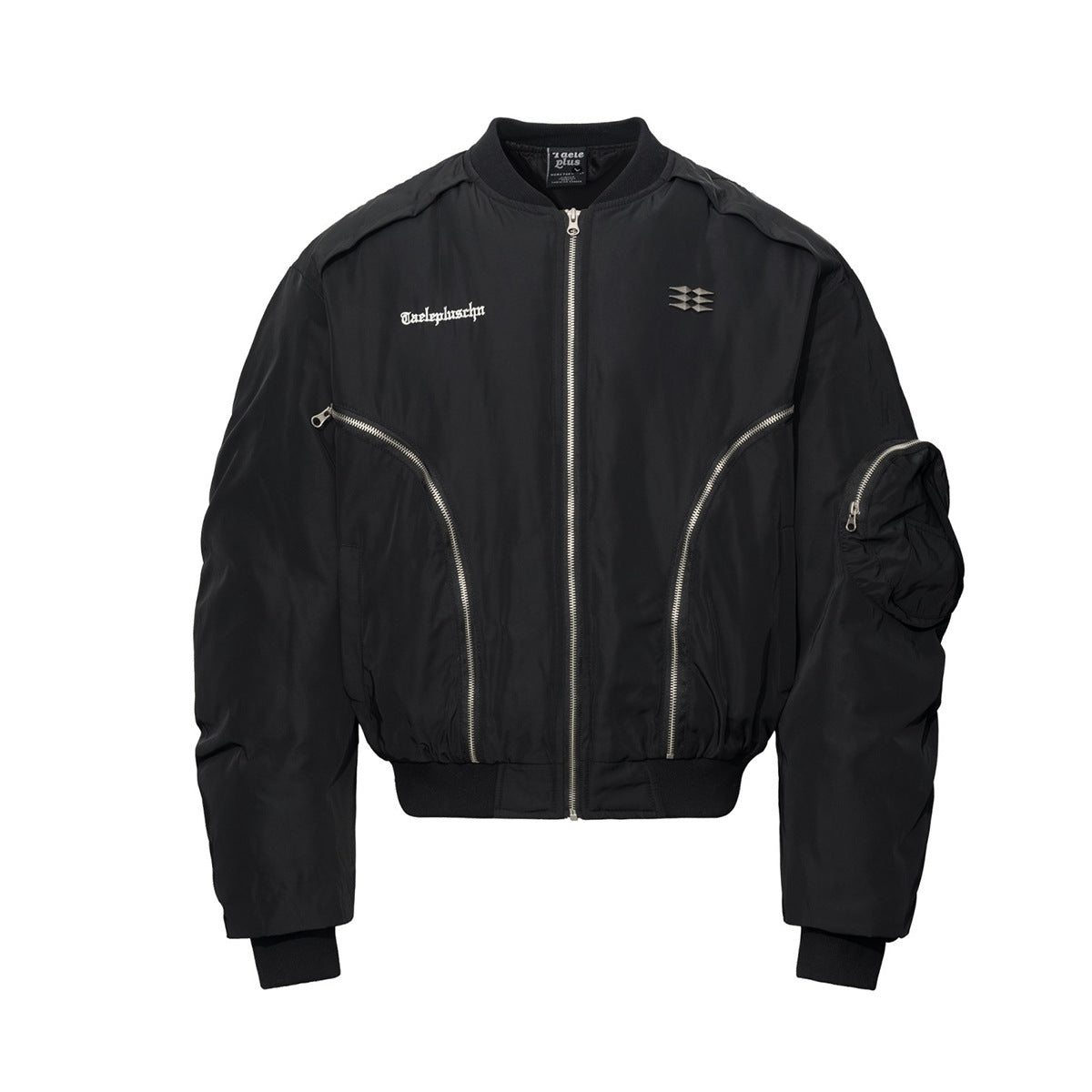 Padded Bomber Jacket – Zip-Up MA-1 Flight Jacket with Sleeve Pocket