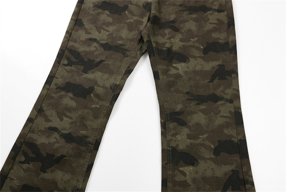 Men's Camouflage Flare Pants – Relaxed Fit Bell Bottom Trousers