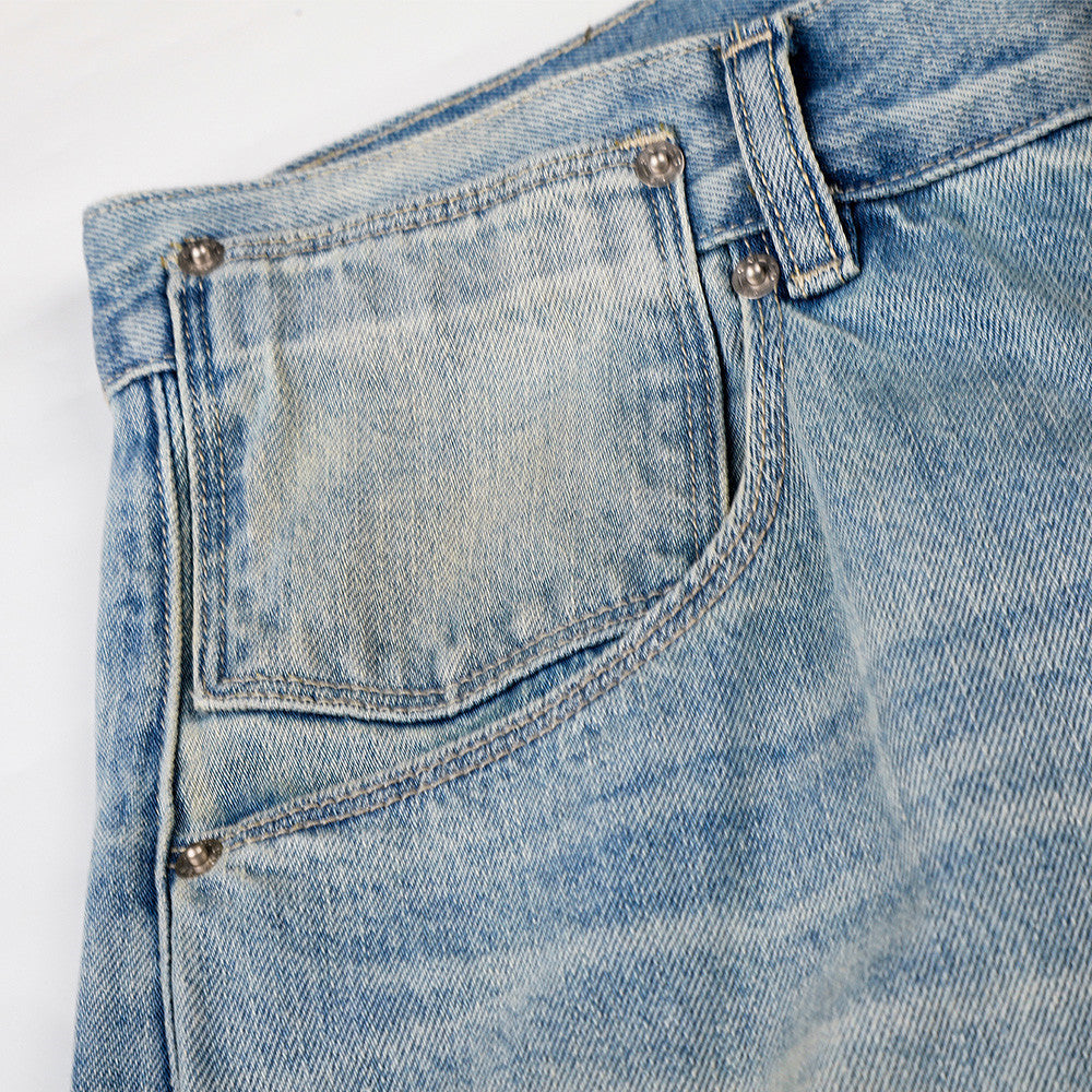 Barrel Leg Jeans Vintage Washed Wide-Leg Denim Pants with Pocket Detail