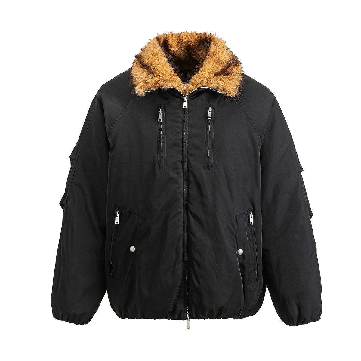 Faux Fur Collar Padded Bomber Jacket – Oversized Winter Puffer