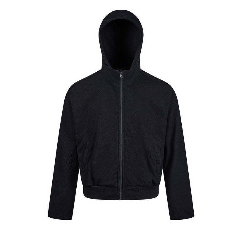 Sweat à capuche zippé boxy – Veste à capuche intégralement zippée en maille gaufrée